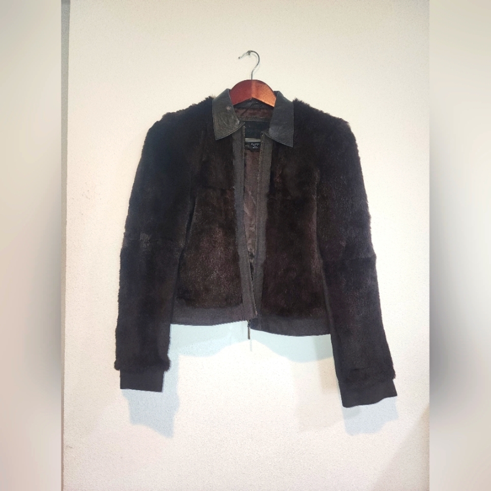 Sergio Valente Leather Jacket Sz Large Fur Covered Lined Brown Womens